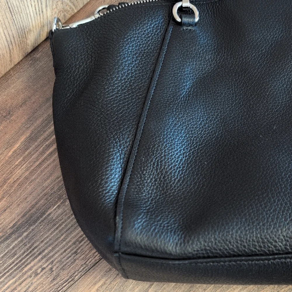 Coach Black Prairie Satchel Pebbled Leather Satchel with Silver Hardware   C294
